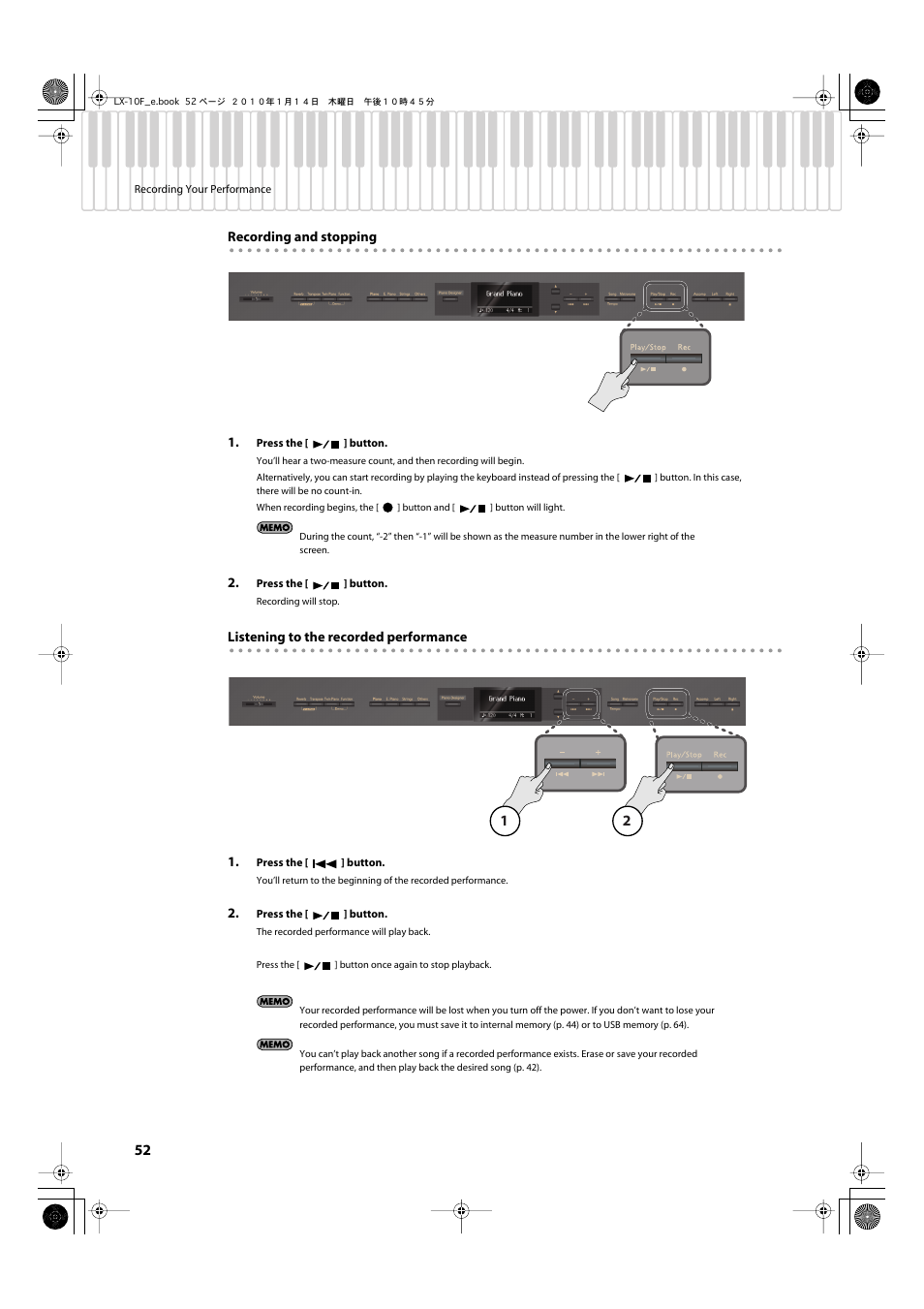 Roland Digital Piano LX-10F User Manual | Page 52 / 88