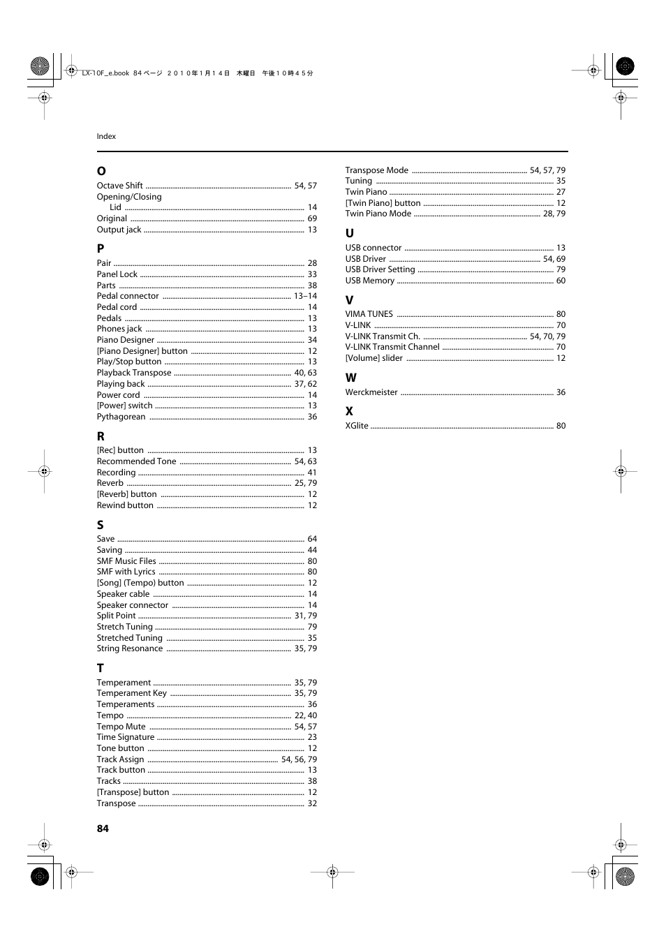 Roland Digital Piano LX-10F User Manual | Page 84 / 88