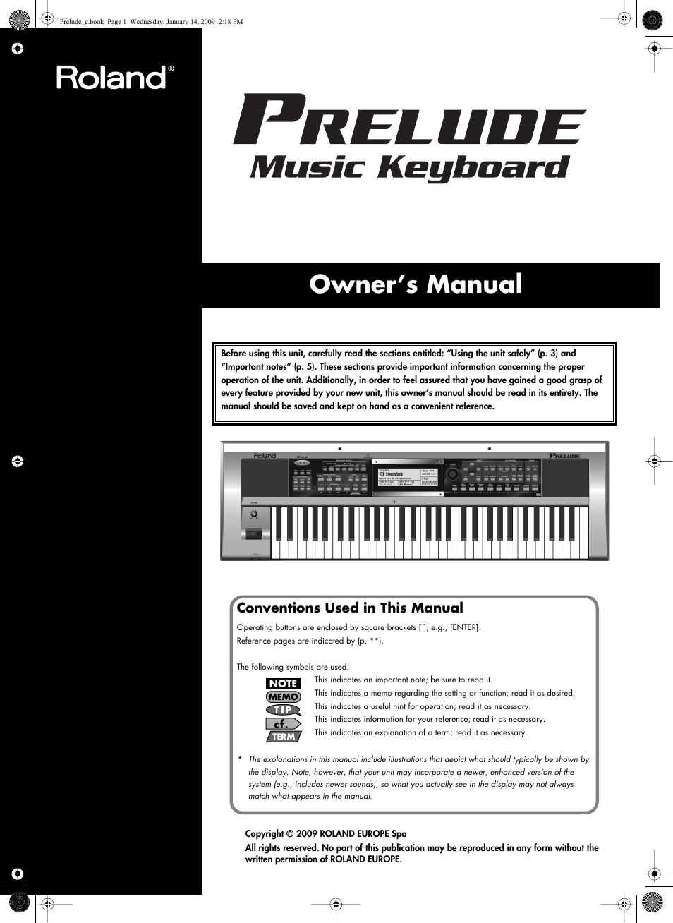 Roland Prelude User Manual | 112 pages
