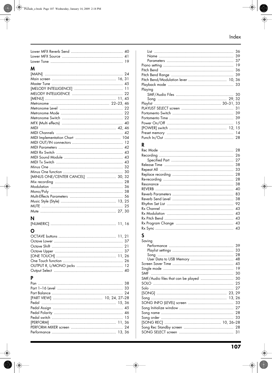 Roland Prelude User Manual | Page 107 / 112