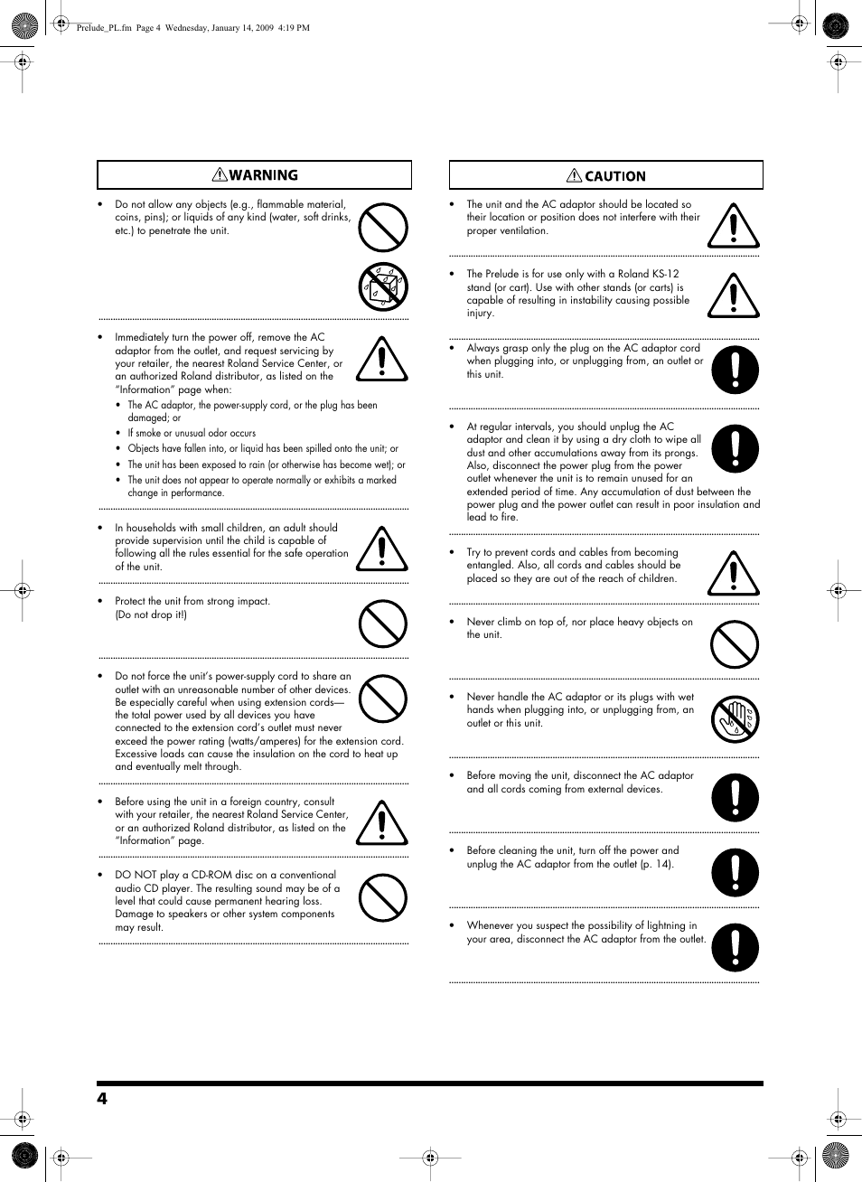 Roland Prelude User Manual | Page 4 / 112