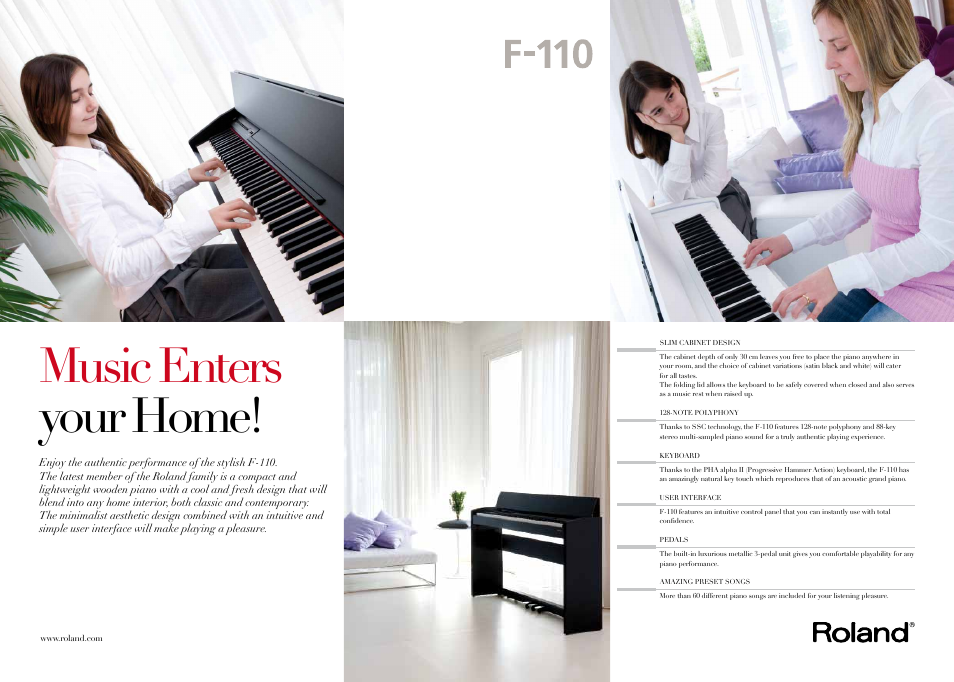 Music enters your home | Roland F-110 User Manual | Page 2 / 3