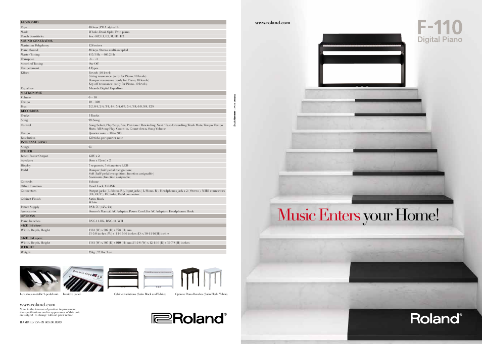 Music enters your home | Roland F-110 User Manual | Page 3 / 3