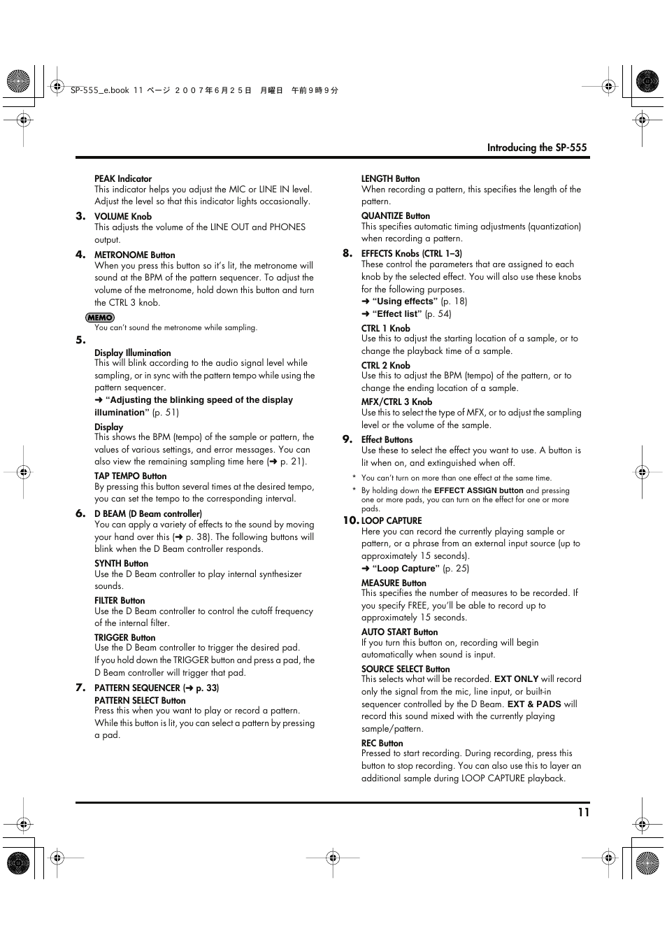 Roland SP-555 User Manual | Page 11 / 80