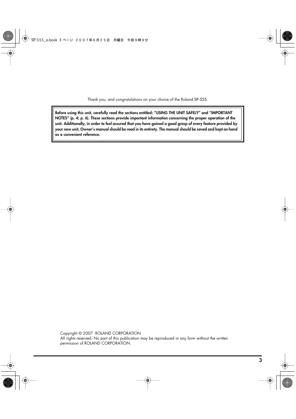 Roland SP-555 User Manual | Page 3 / 80