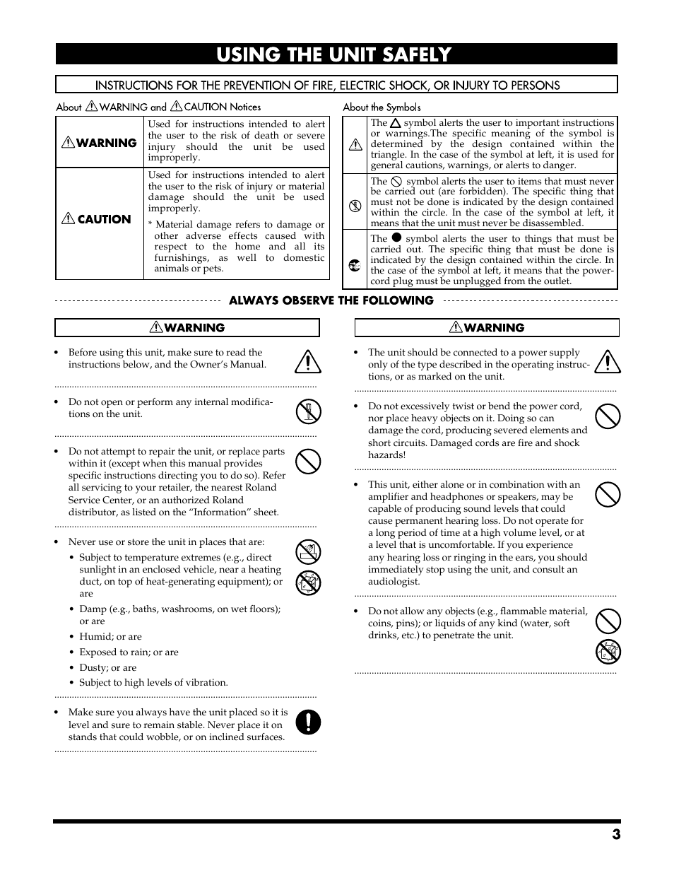 Roland VGA-3 User Manual | Page 3 / 36