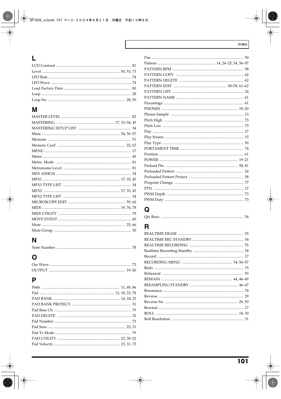 Roland SP-606 User Manual | Page 101 / 104