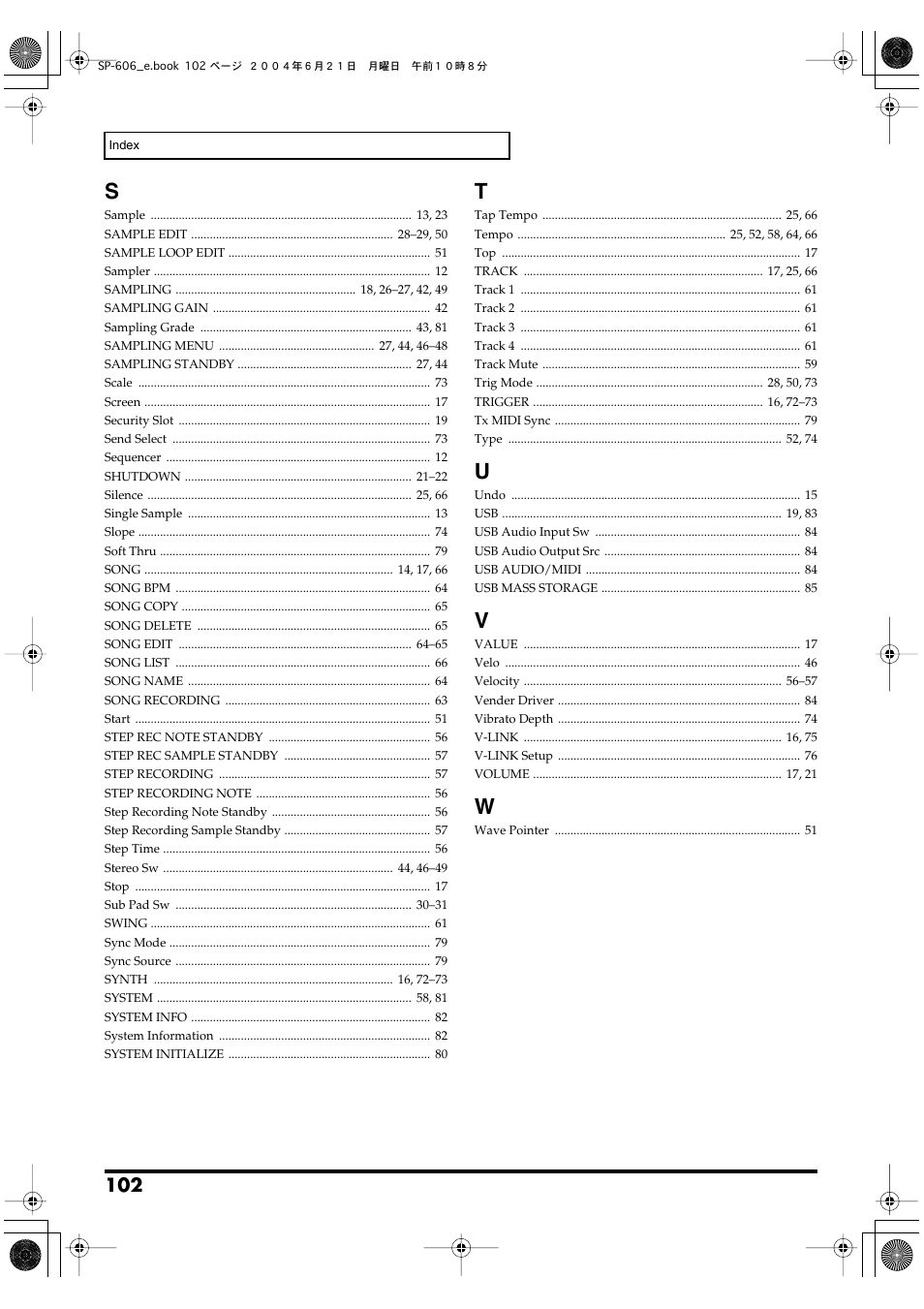 Roland SP-606 User Manual | Page 102 / 104