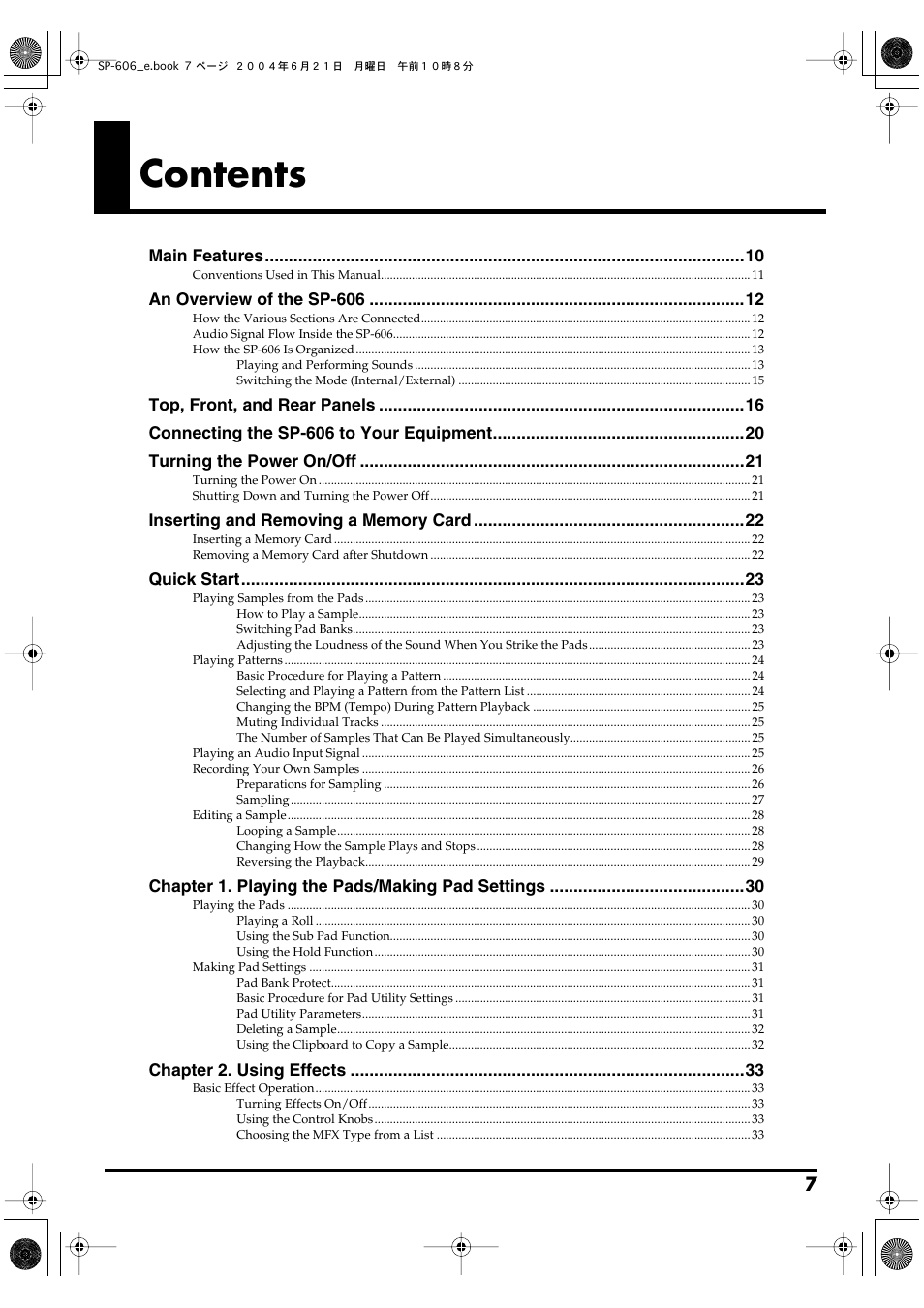 Roland SP-606 User Manual | Page 7 / 104
