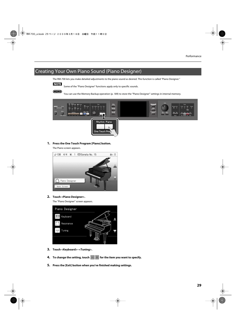 Creating your own piano sound (piano designer), P. 29 | Roland RM-700 User Manual | Page 28 / 238