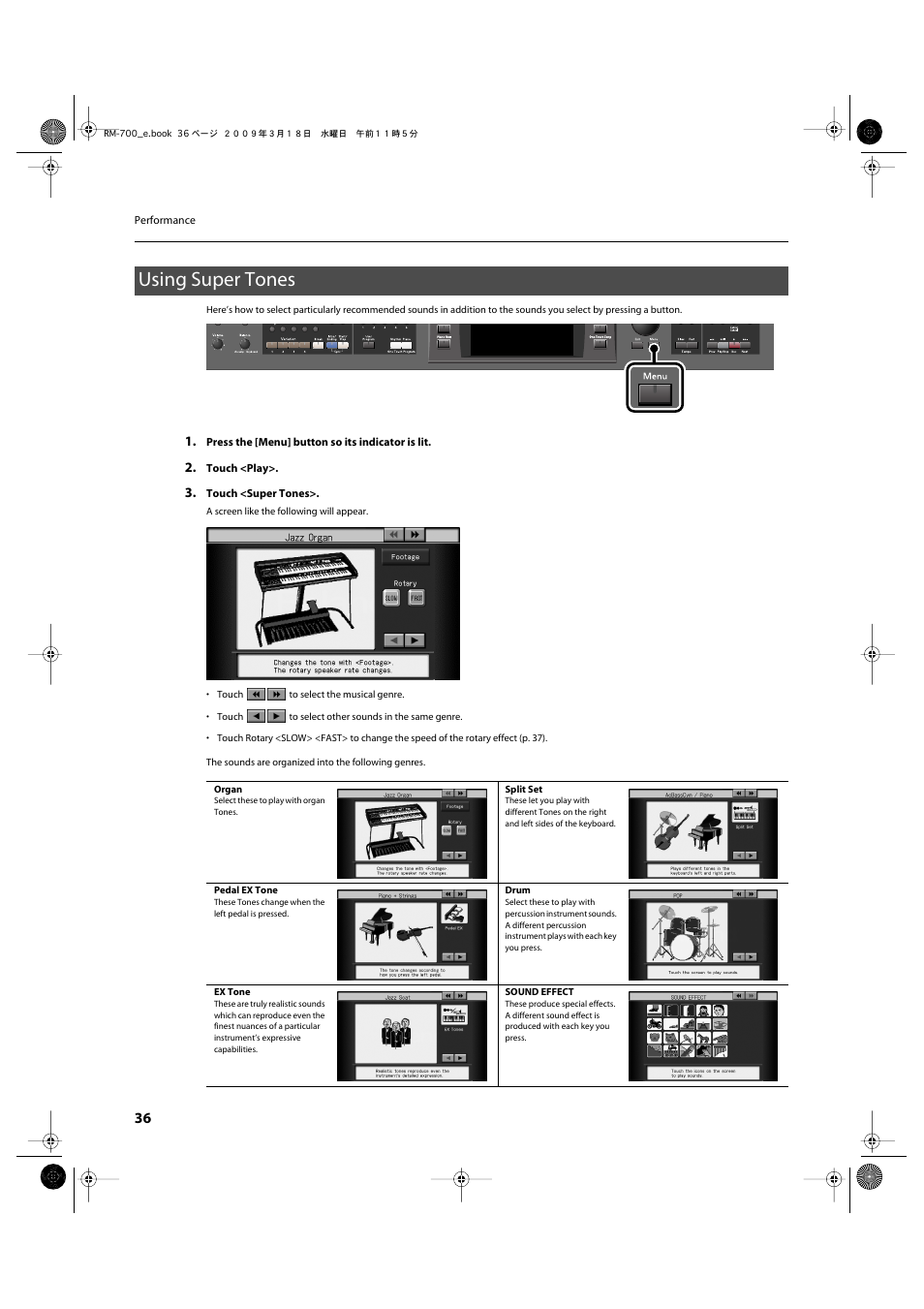 Using super tones | Roland RM-700 User Manual | Page 35 / 238