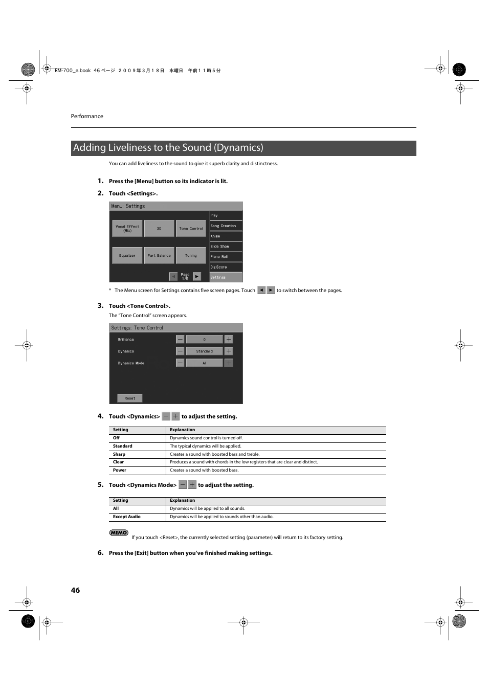 Adding liveliness to the sound (dynamics) | Roland RM-700 User Manual | Page 45 / 238