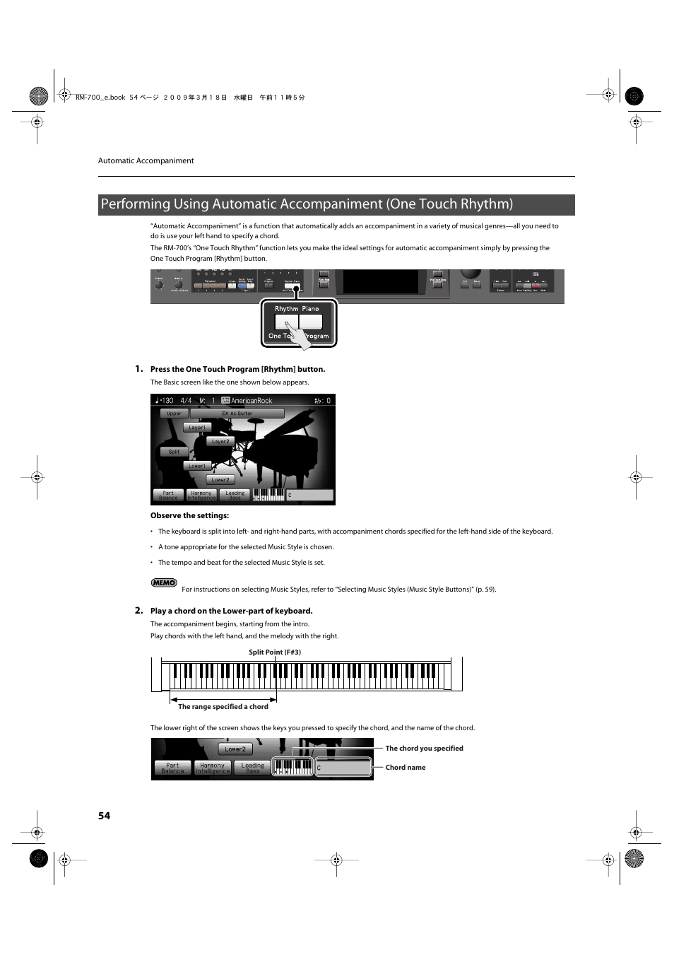 Accompaniment (p. 54) | Roland RM-700 User Manual | Page 53 / 238