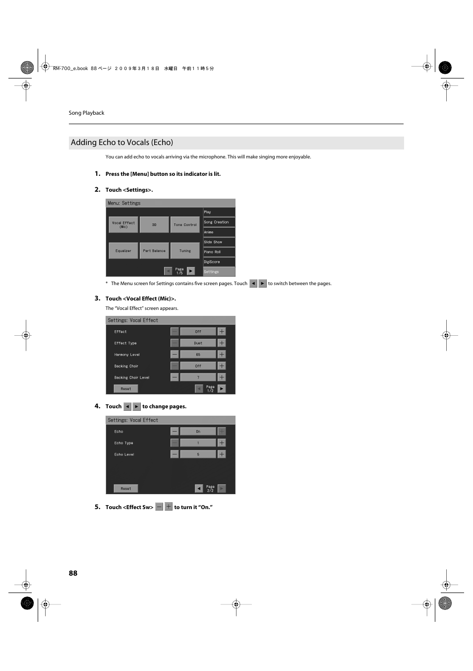 Adding echo to vocals (echo) | Roland RM-700 User Manual | Page 87 / 238