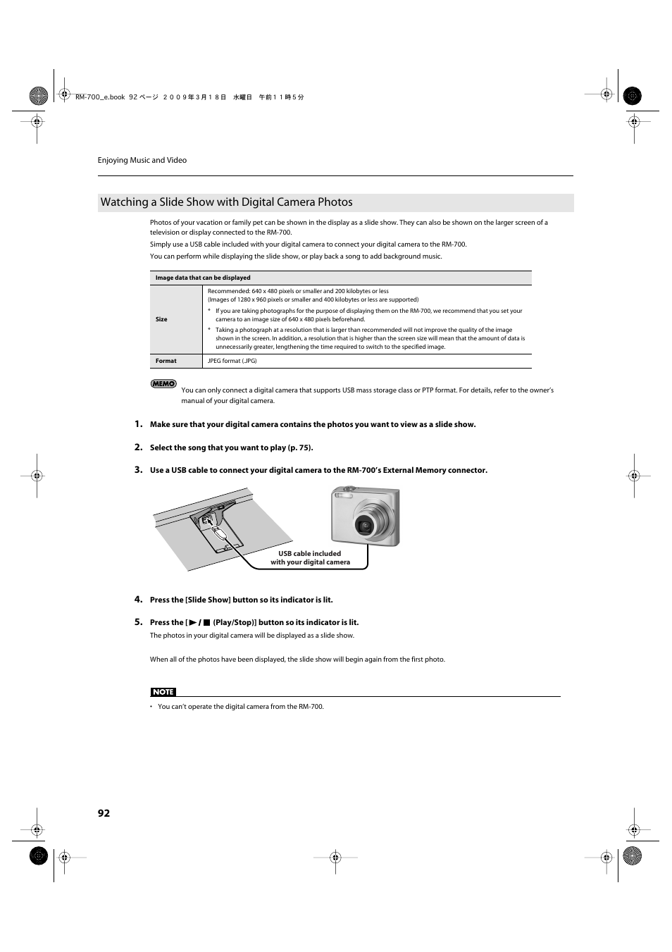 Watching a slide show with digital camera photos | Roland RM-700 User Manual | Page 91 / 238