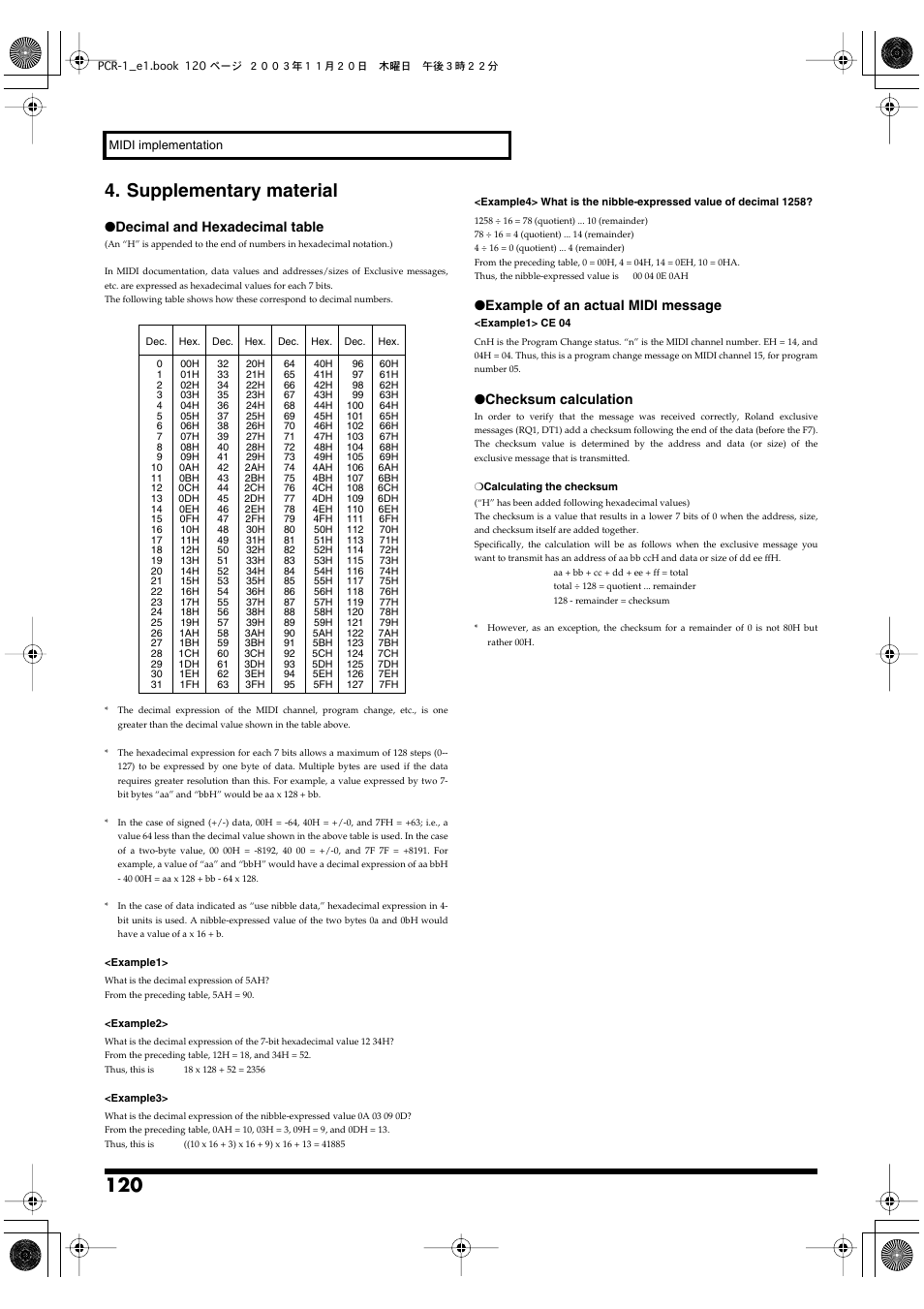 Supplementary material | Roland PCR-1 User Manual | Page 120 / 128