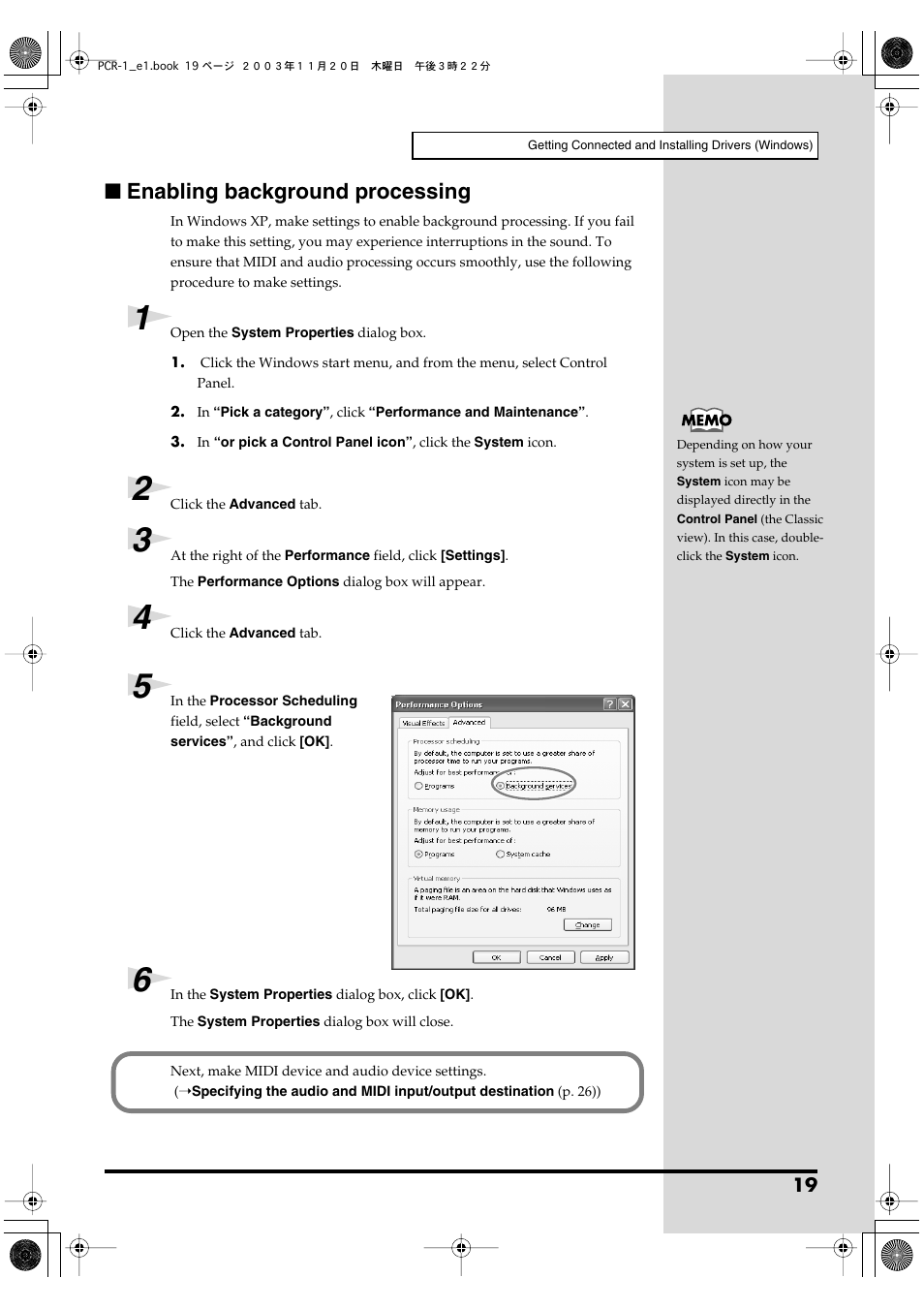 Enabling background processing | Roland PCR-1 User Manual | Page 19 / 128