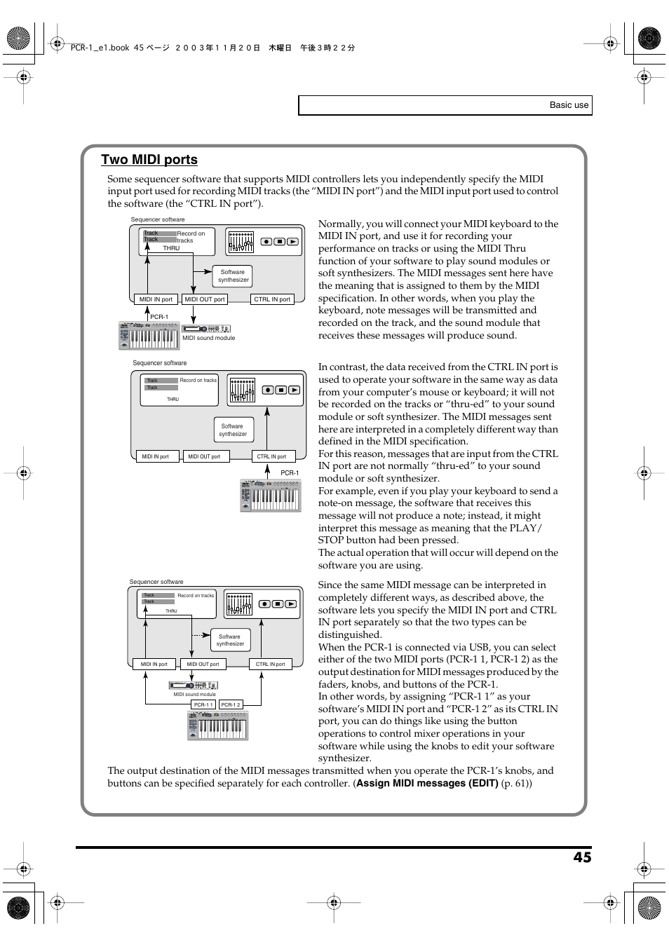 Two midi ports | Roland PCR-1 User Manual | Page 45 / 128