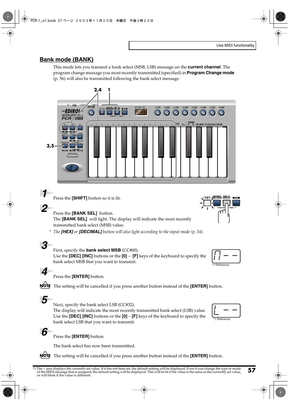 P. 57), Bank mode (bank) | Roland PCR-1 User Manual | Page 57 / 128