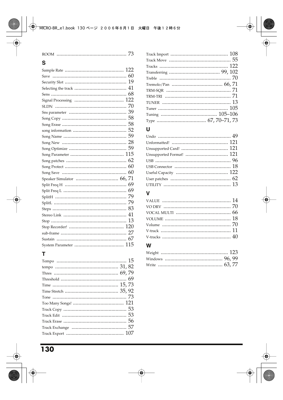 Roland BOSS DIGITAL RECORDER MICRO BR User Manual | Page 130 / 132