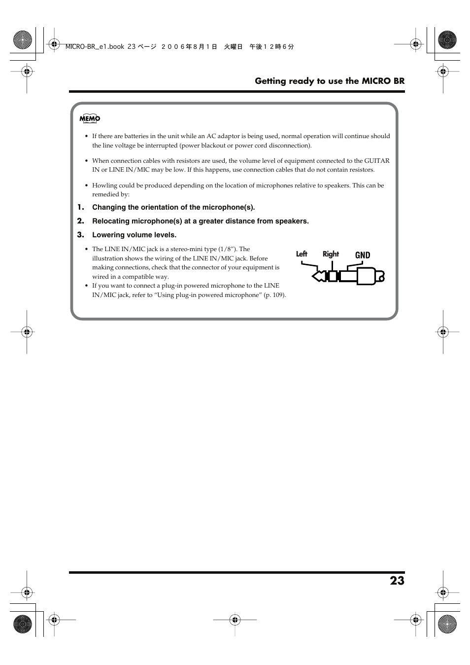 Roland BOSS DIGITAL RECORDER MICRO BR User Manual | Page 23 / 132