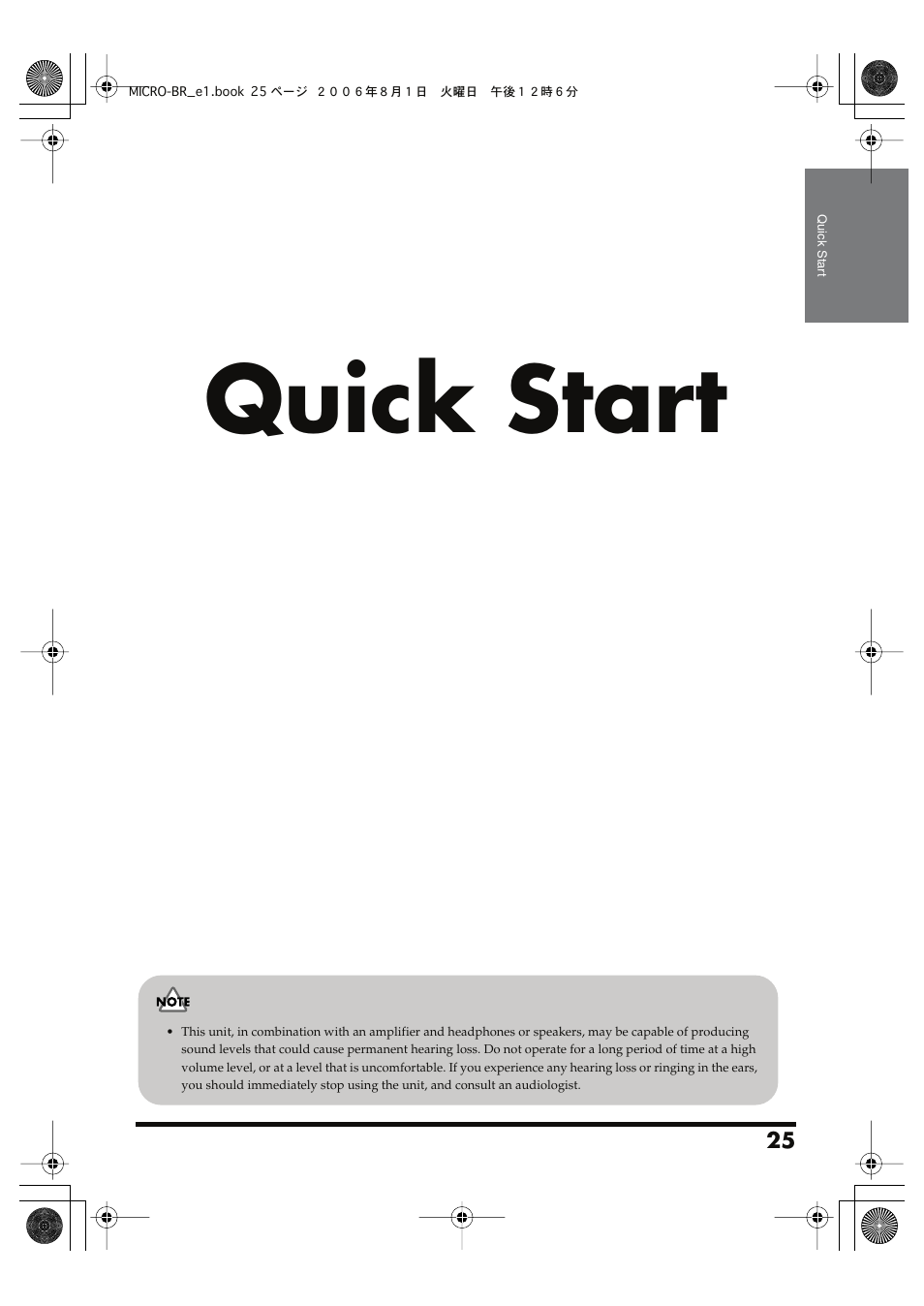 Quick start | Roland BOSS DIGITAL RECORDER MICRO BR User Manual | Page 25 / 132