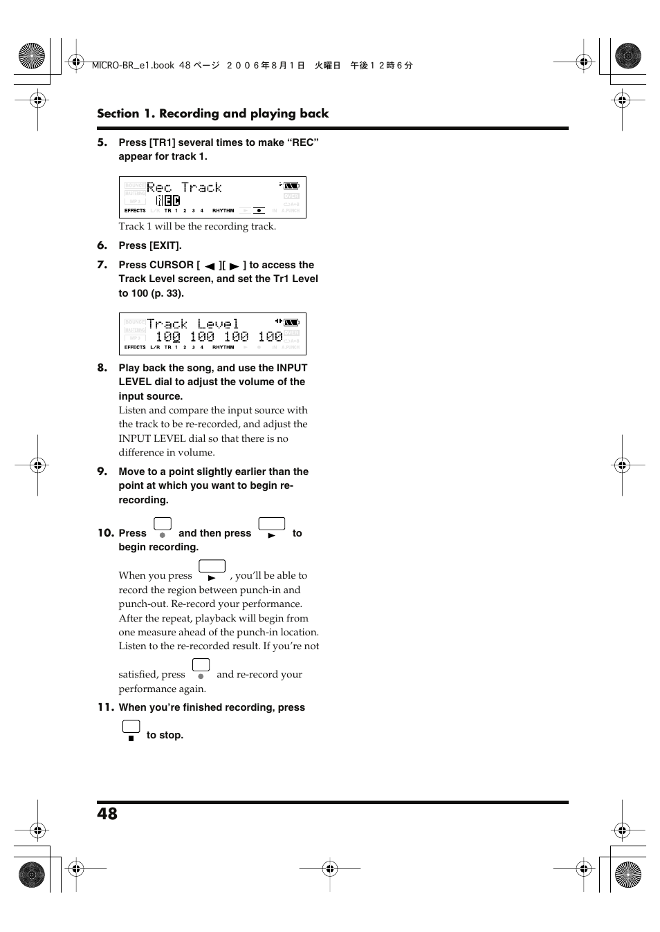 Roland BOSS DIGITAL RECORDER MICRO BR User Manual | Page 48 / 132