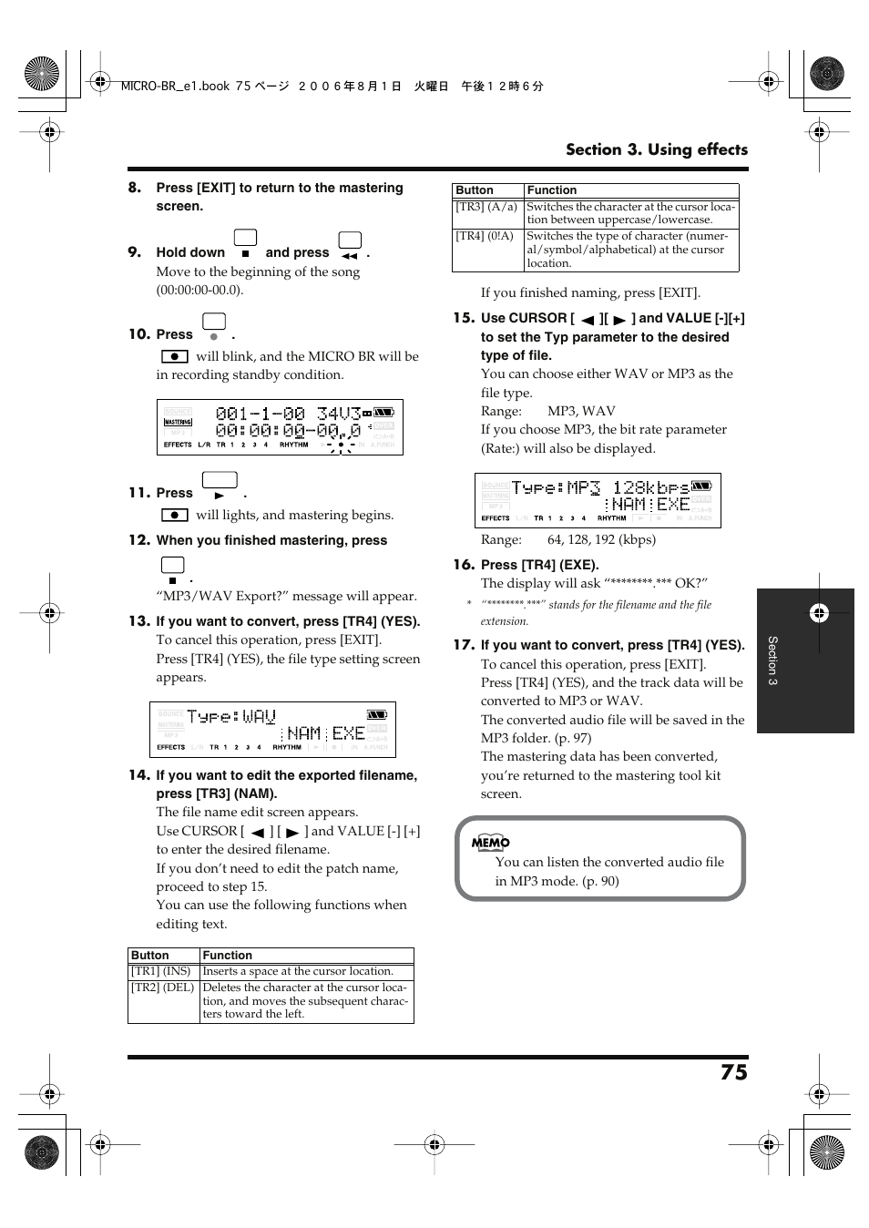 Roland BOSS DIGITAL RECORDER MICRO BR User Manual | Page 75 / 132