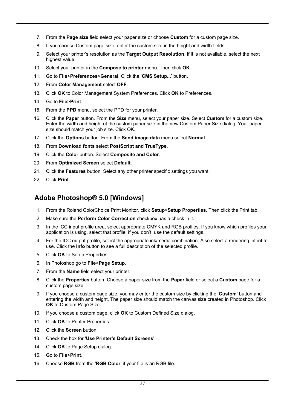 Adobe photoshop 5.0 [windows, Adobe photoshop® 5.0 [windows | Roland ColorChoice  Ver. 4.5 User Manual | Page 37 / 52