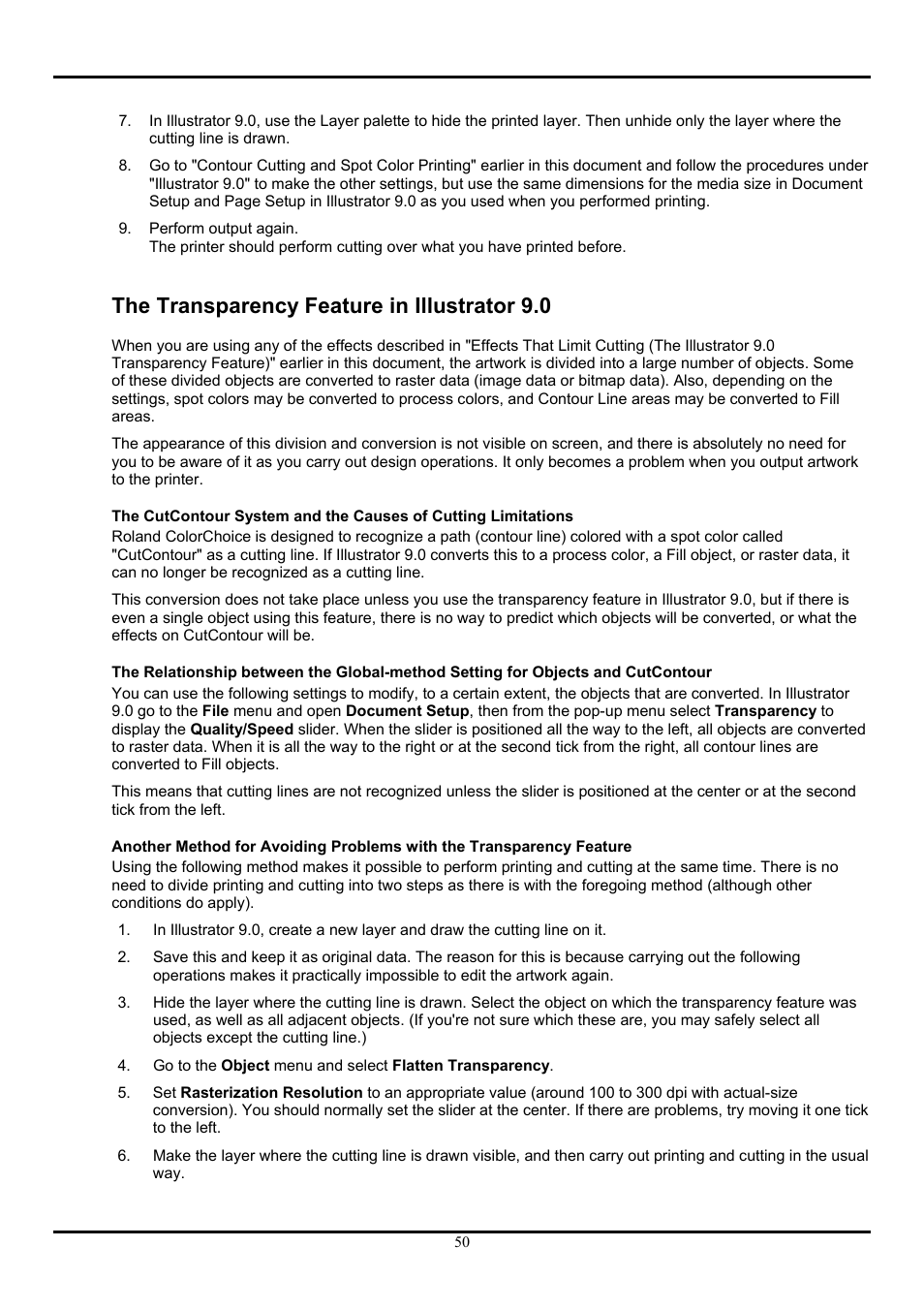 The transparency feature in illustrator 9.0 | Roland ColorChoice  Ver. 4.5 User Manual | Page 50 / 52