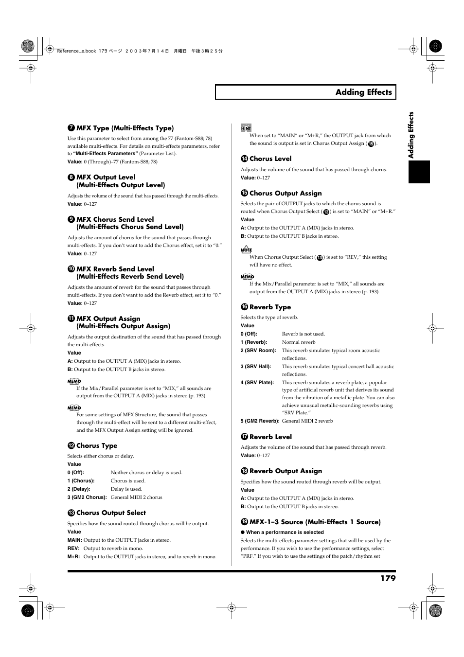 179 adding effects | Roland Fantom-S User Manual | Page 179 / 228