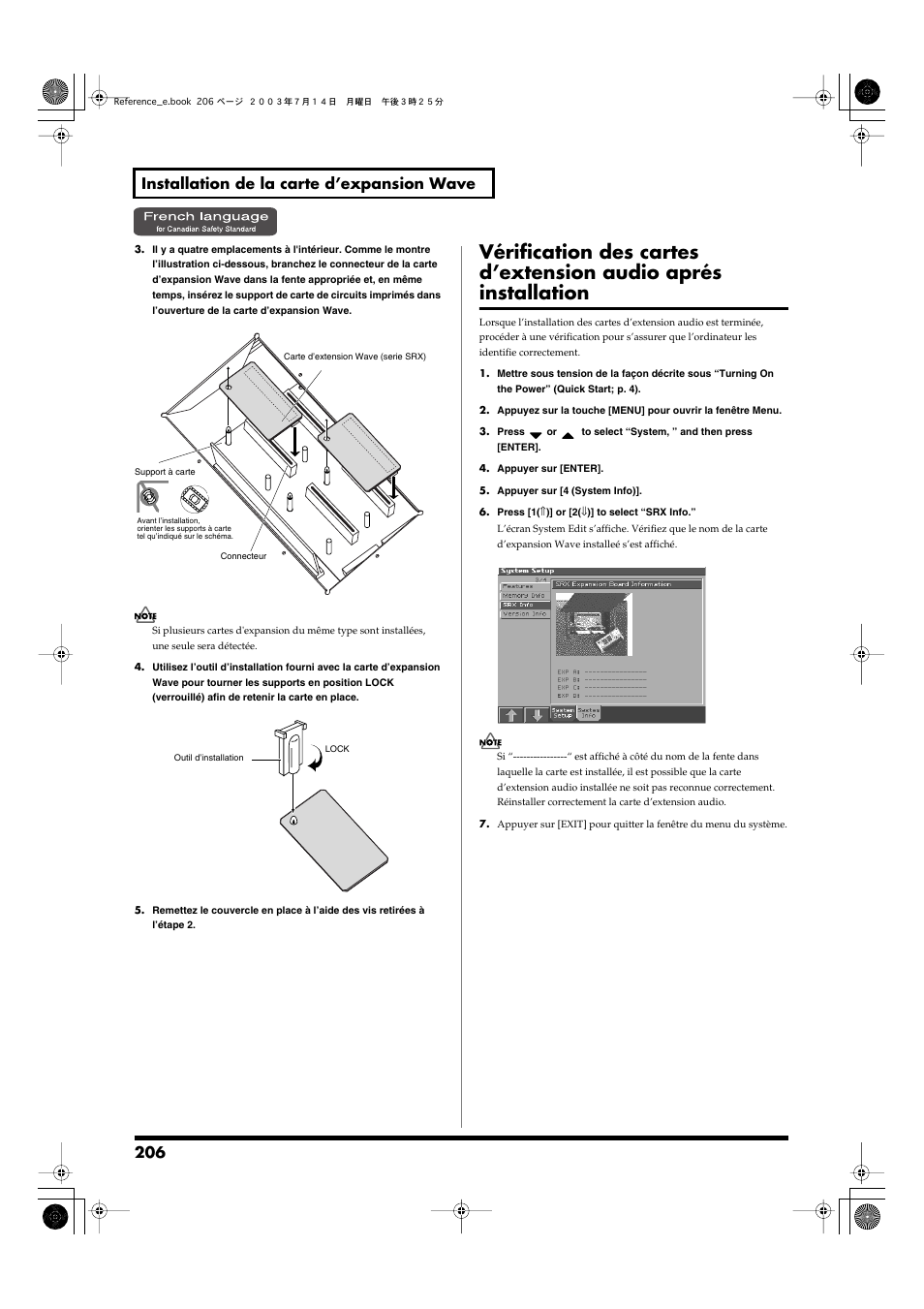 206 installation de la carte d’expansion wave | Roland Fantom-S User Manual | Page 206 / 228