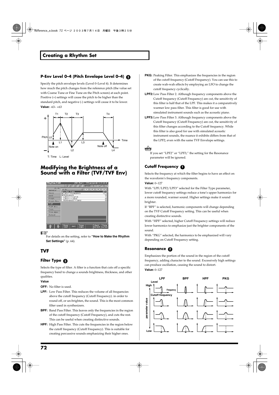 P. 72, 72 creating a rhythm set | Roland Fantom-S User Manual | Page 72 / 228