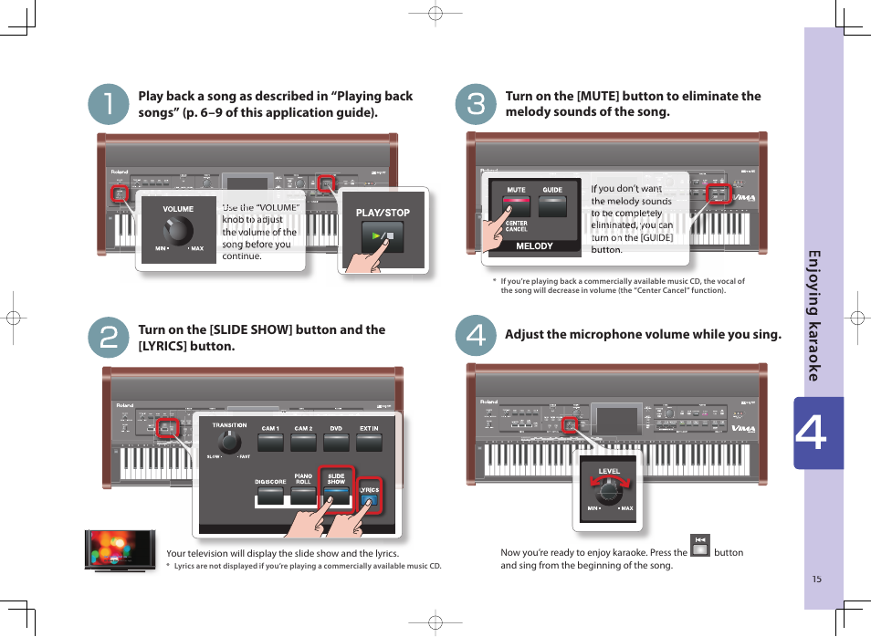 Enj o y ing k arao k e | Roland Vima User Manual | Page 15 / 20