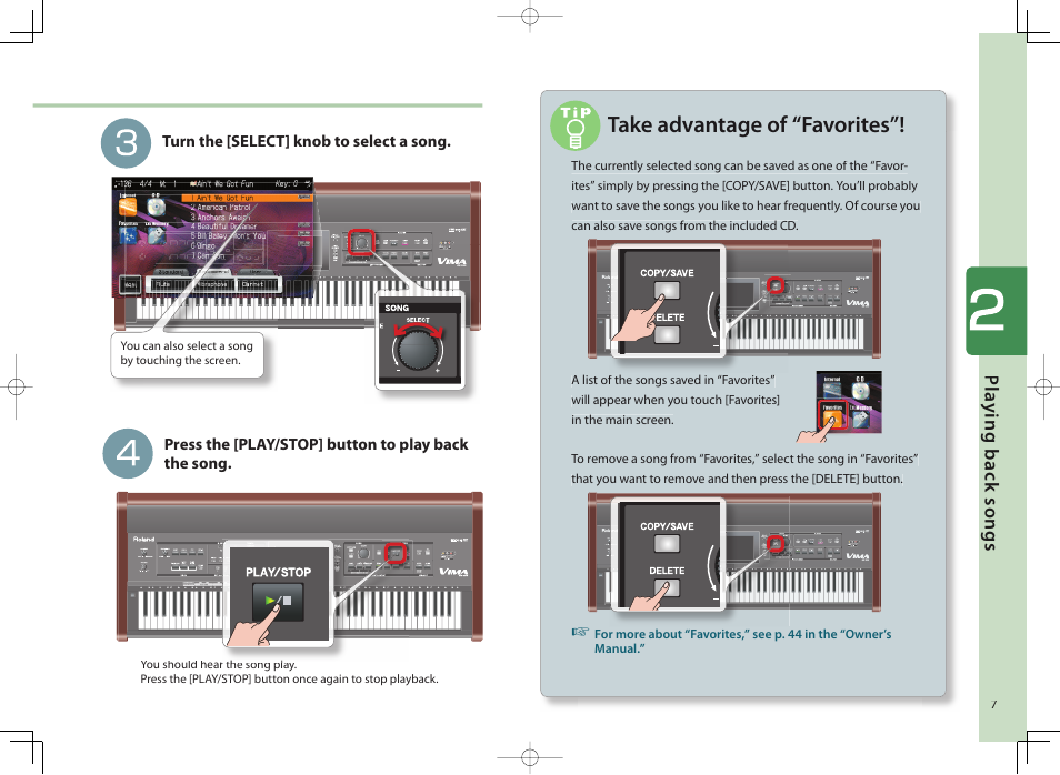 Take advantage of “favorites | Roland Vima User Manual | Page 7 / 20