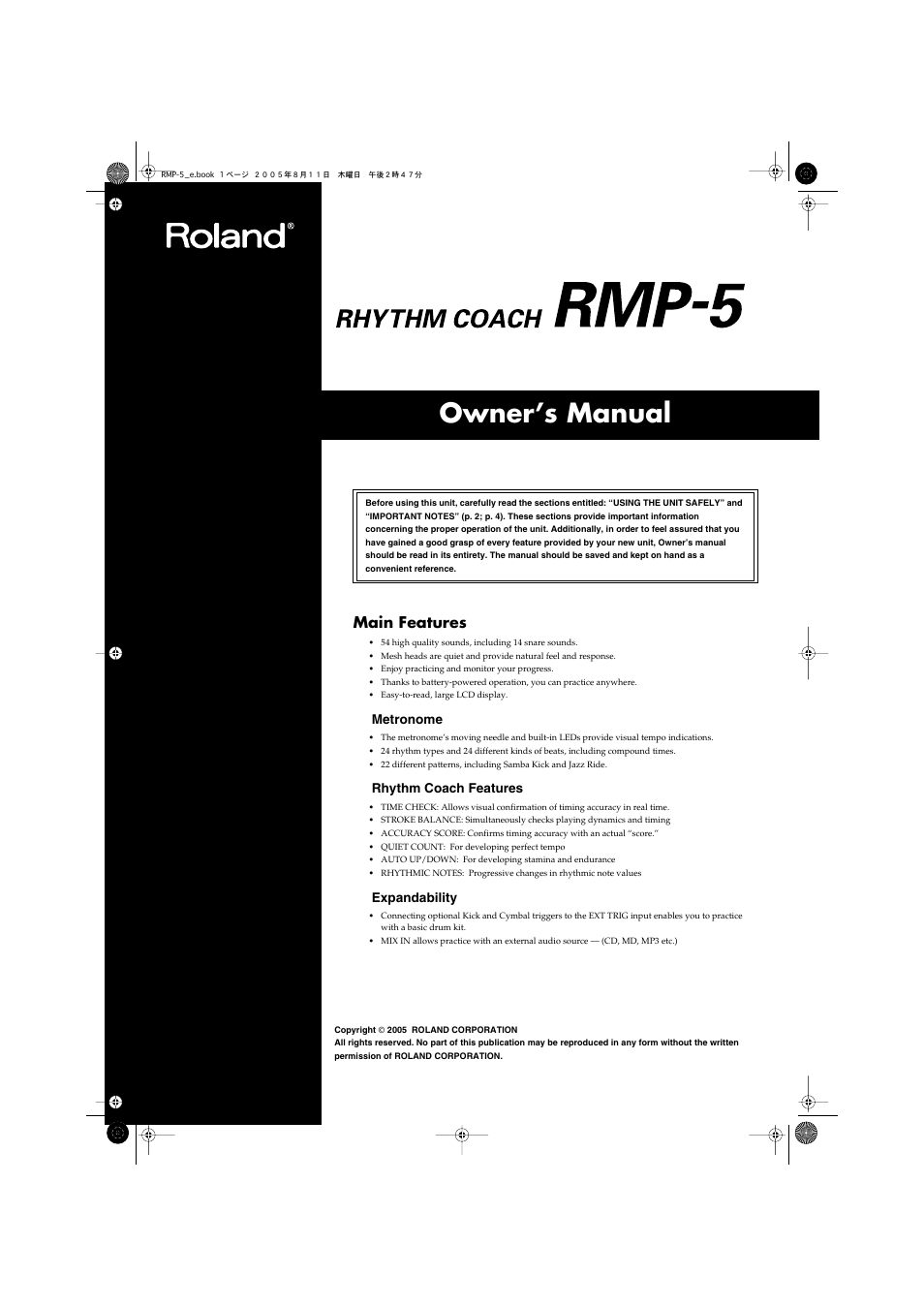 Roland RMP-5 User Manual | 36 pages