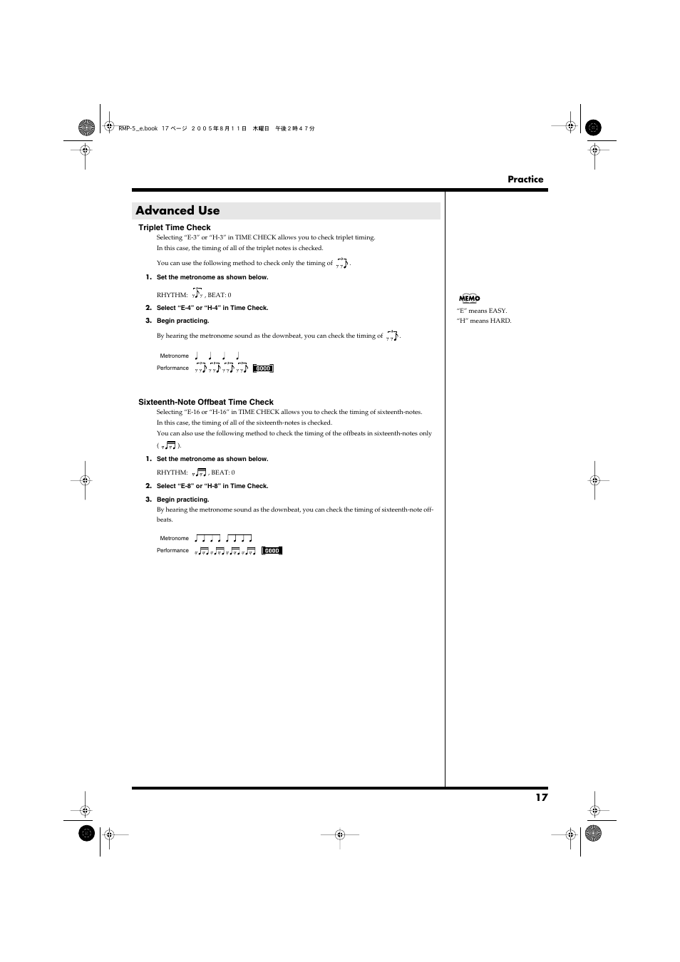 Advanced use | Roland RMP-5 User Manual | Page 17 / 36