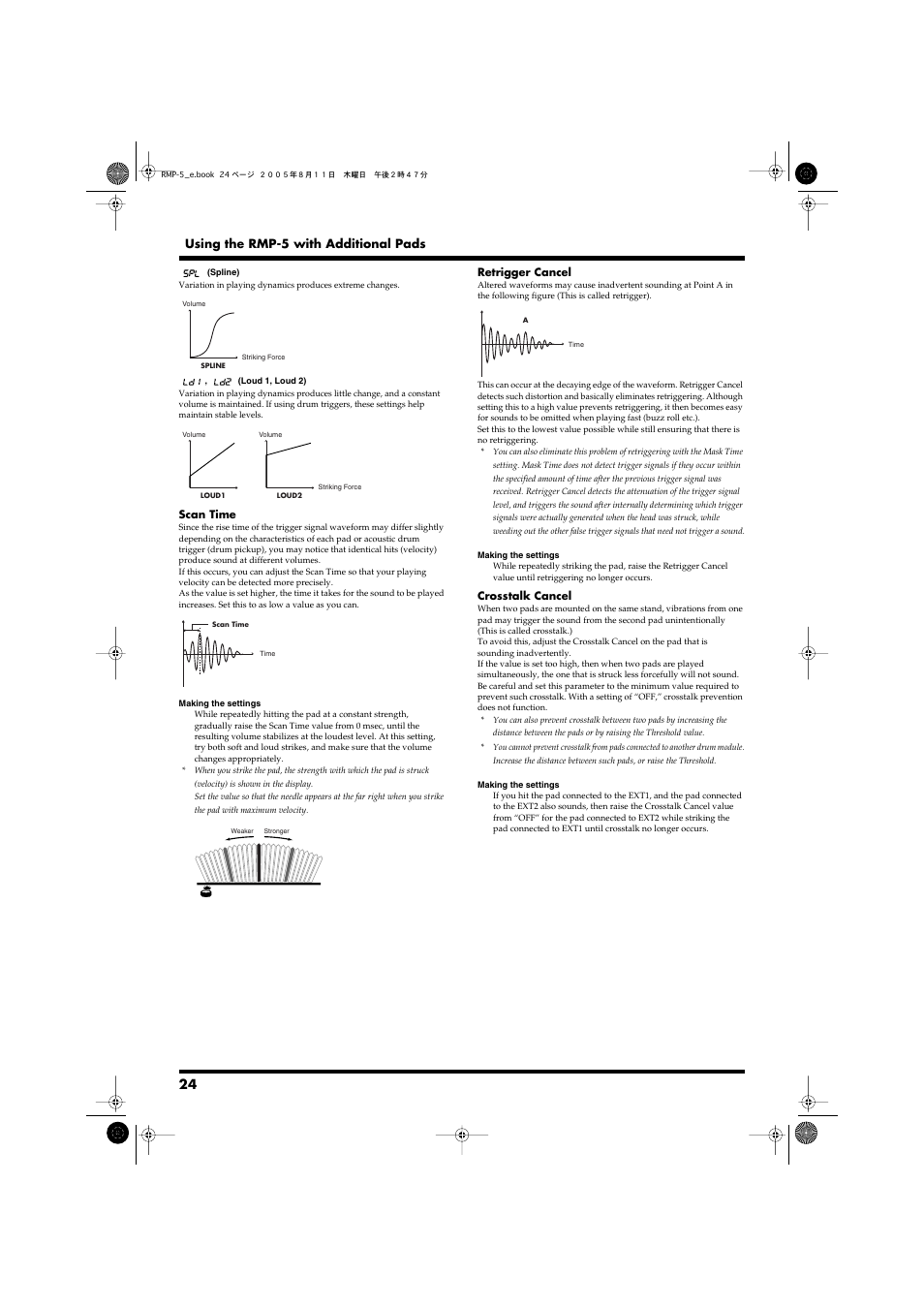 P. 24, Using the rmp-5 with additional pads | Roland RMP-5 User Manual | Page 24 / 36