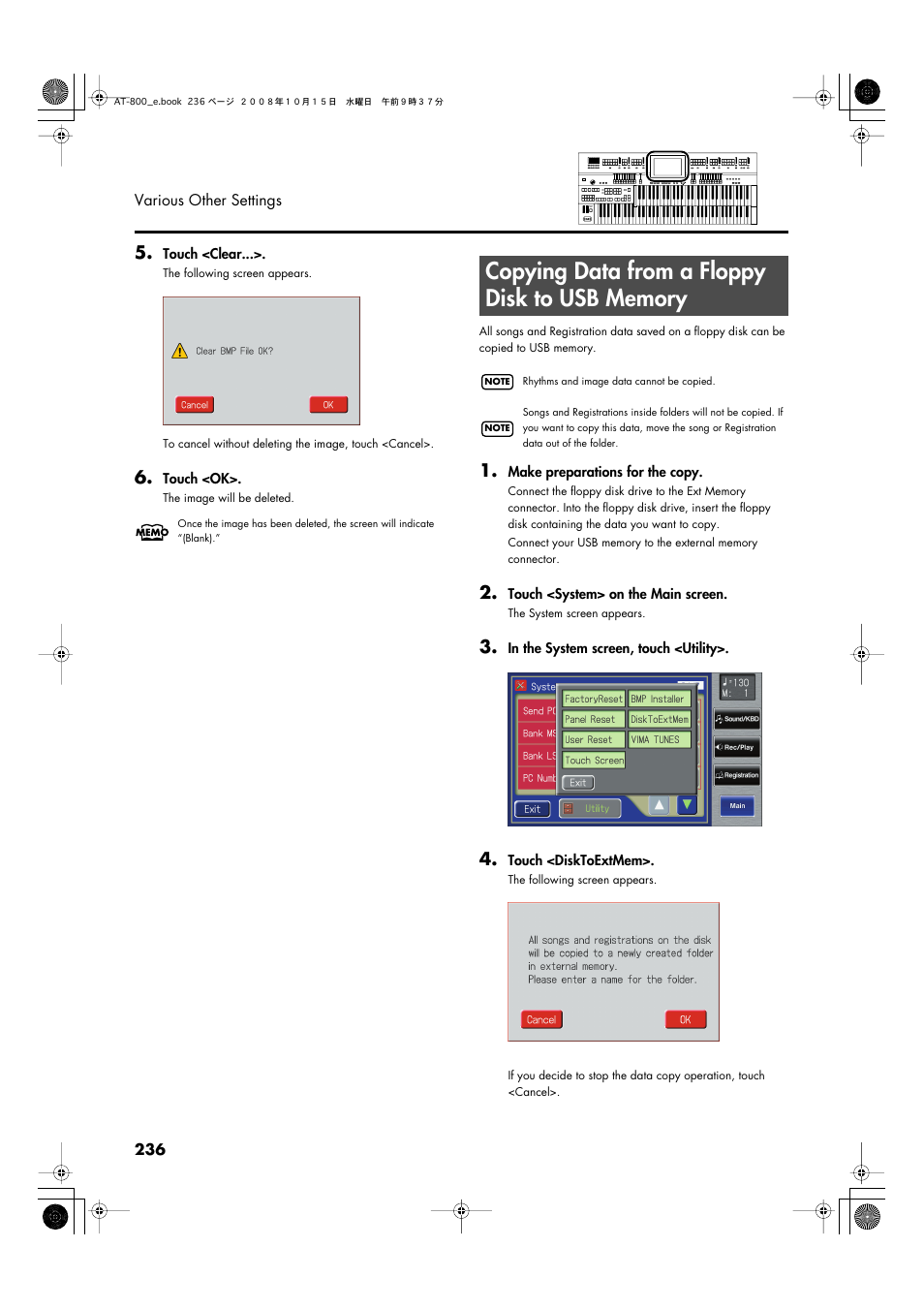 Copying data from a floppy disk to usb memory | Roland AT800 User Manual | Page 236 / 292