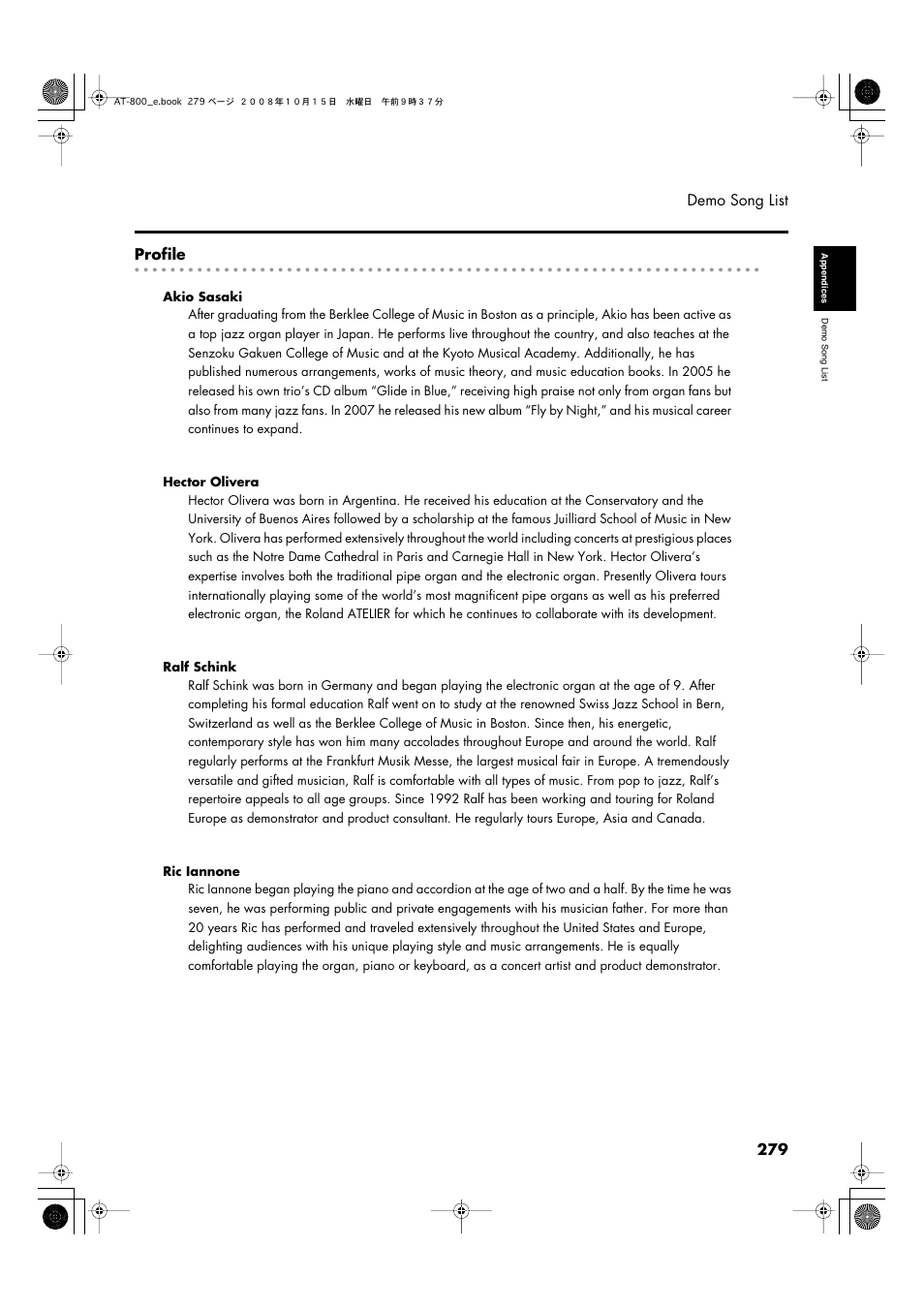 Roland AT800 User Manual | Page 279 / 292