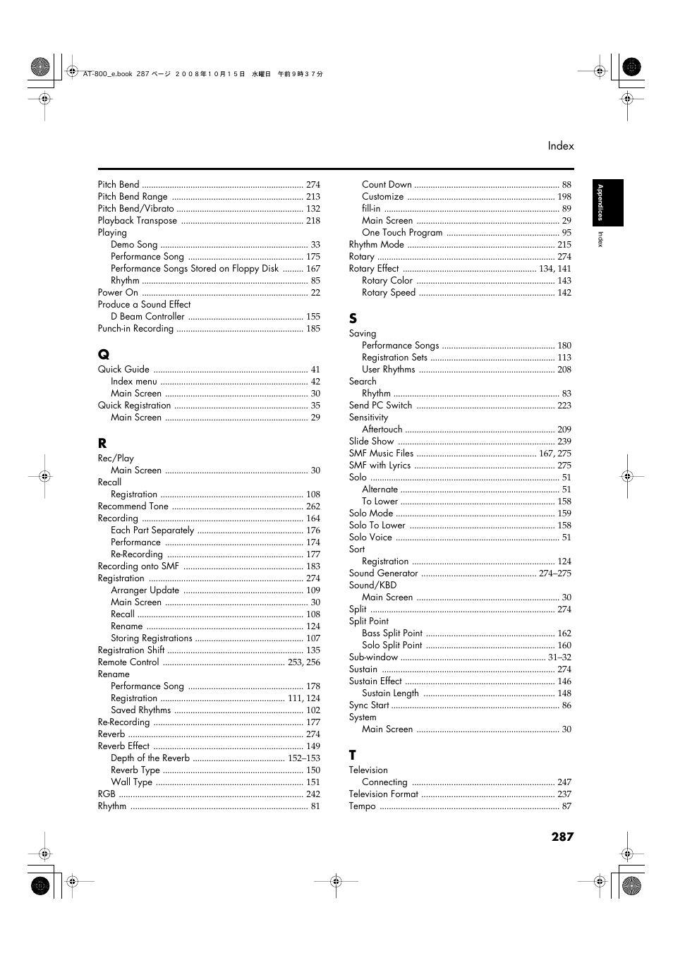 Roland AT800 User Manual | Page 287 / 292