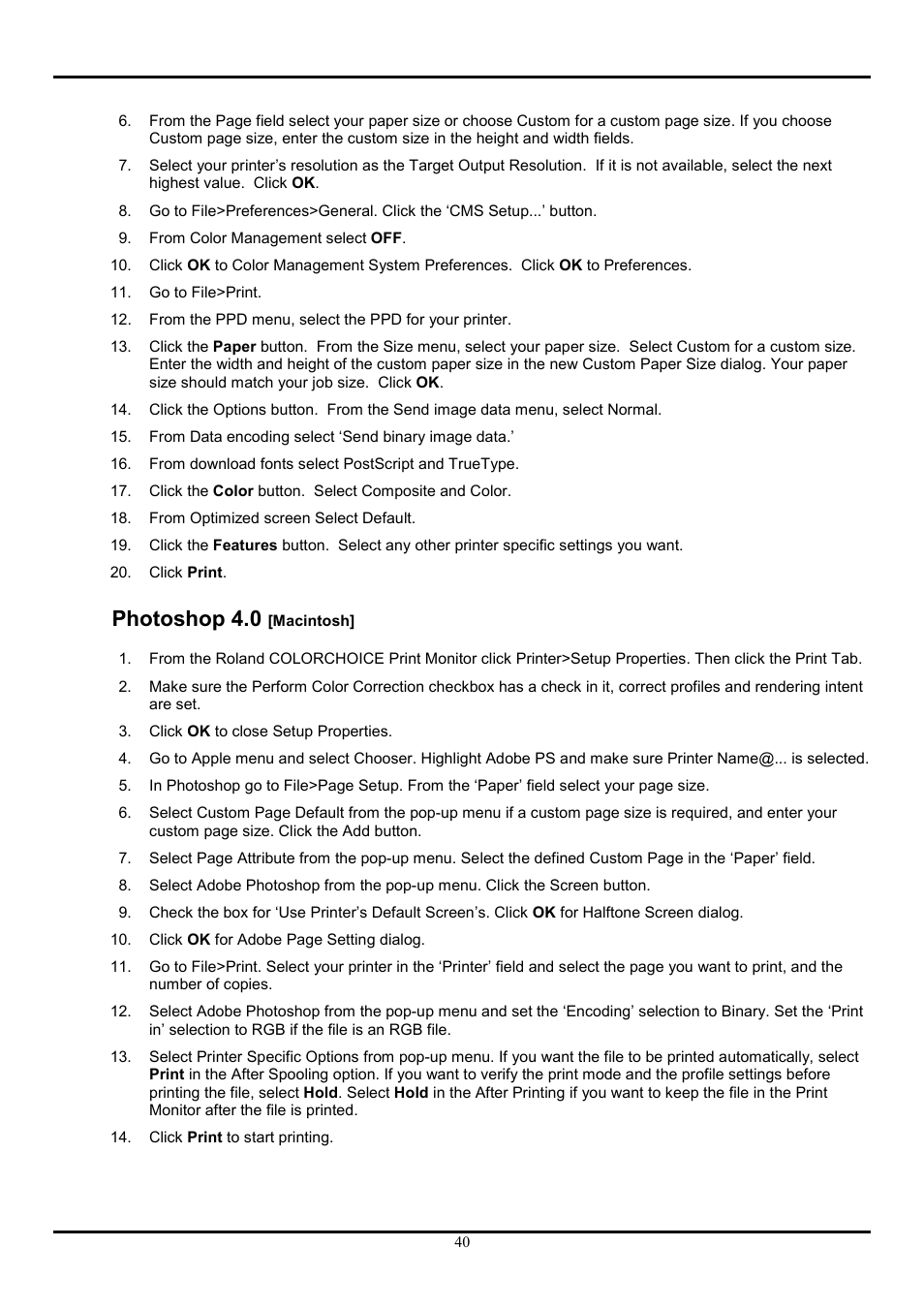Photoshop 4.0 [macintosh, Photoshop 4.0 | Roland COLORCHOICE User Manual | Page 40 / 45