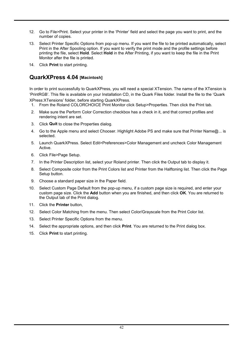 Quarkxpress 4.04 [macintosh, Quarkxpress 4.04 | Roland COLORCHOICE User Manual | Page 42 / 45