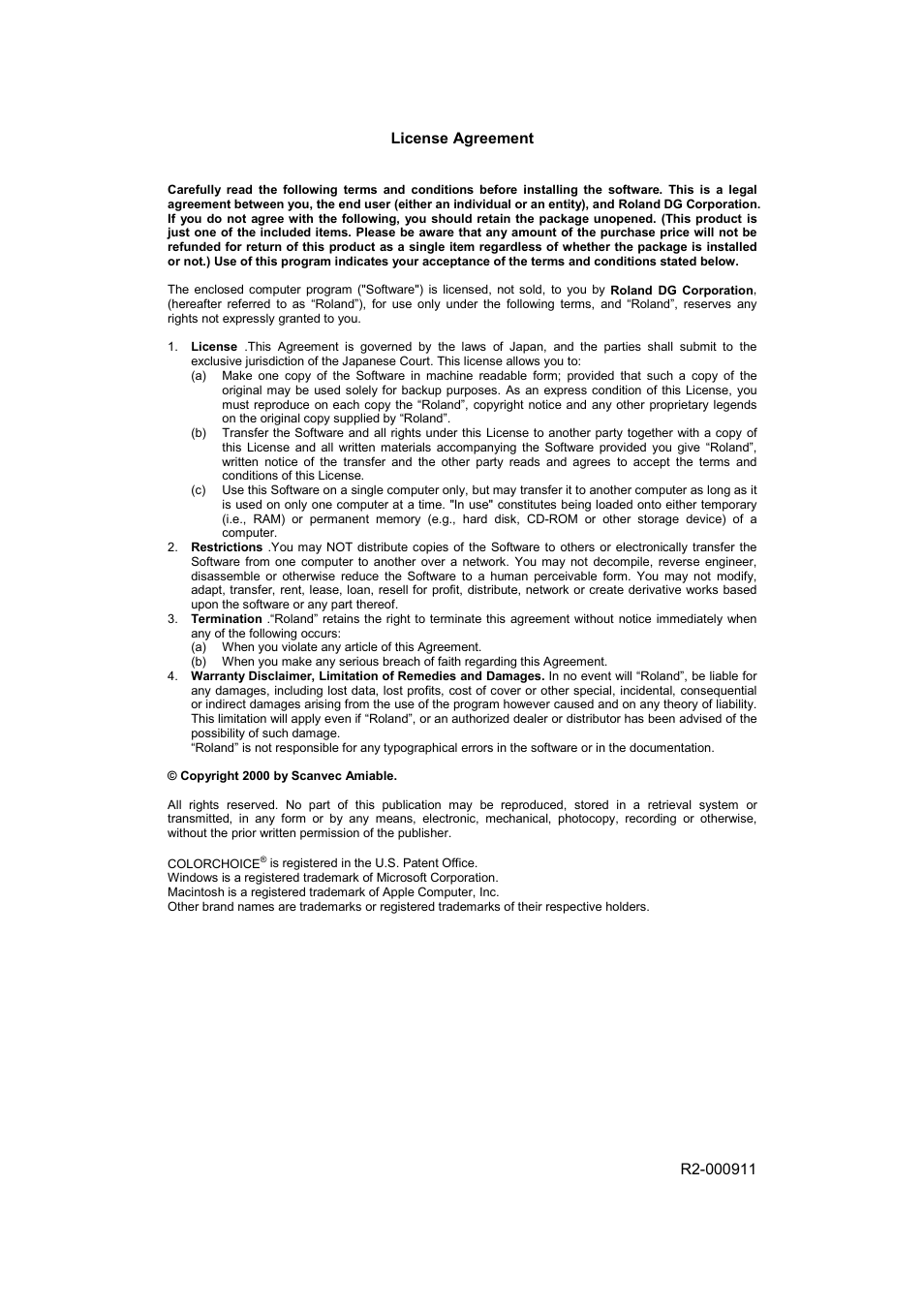 Roland COLORCHOICE User Manual | Page 45 / 45