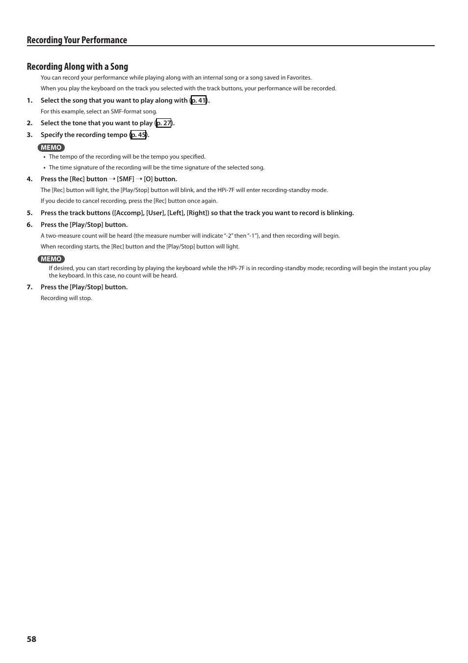 Roland Digital Piano HP User Manual | Page 58 / 100