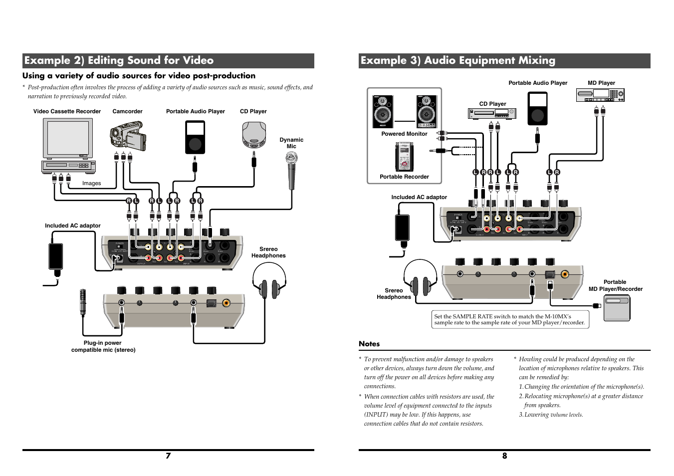 Example 2) editing sound for video, Example 3) audio equipment mixing | Roland M-10MX User Manual | Page 4 / 8