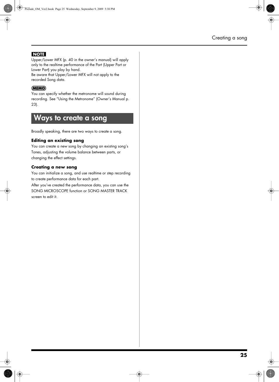 Ways to create a song | Roland PRELUDE MUSIC KEYBOARD 2 User Manual | Page 25 / 48