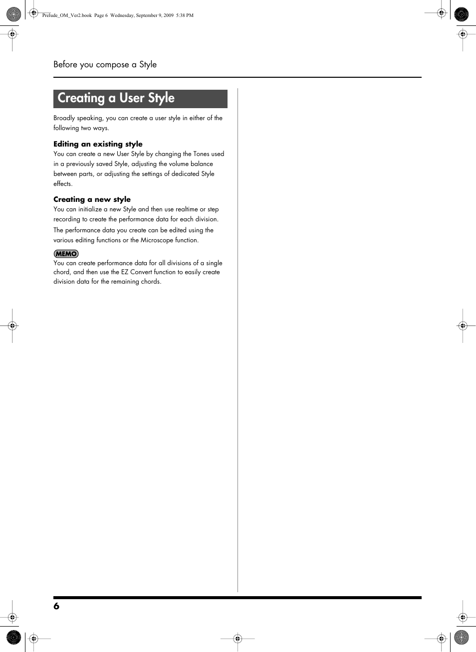 Creating a user style | Roland PRELUDE MUSIC KEYBOARD 2 User Manual | Page 6 / 48