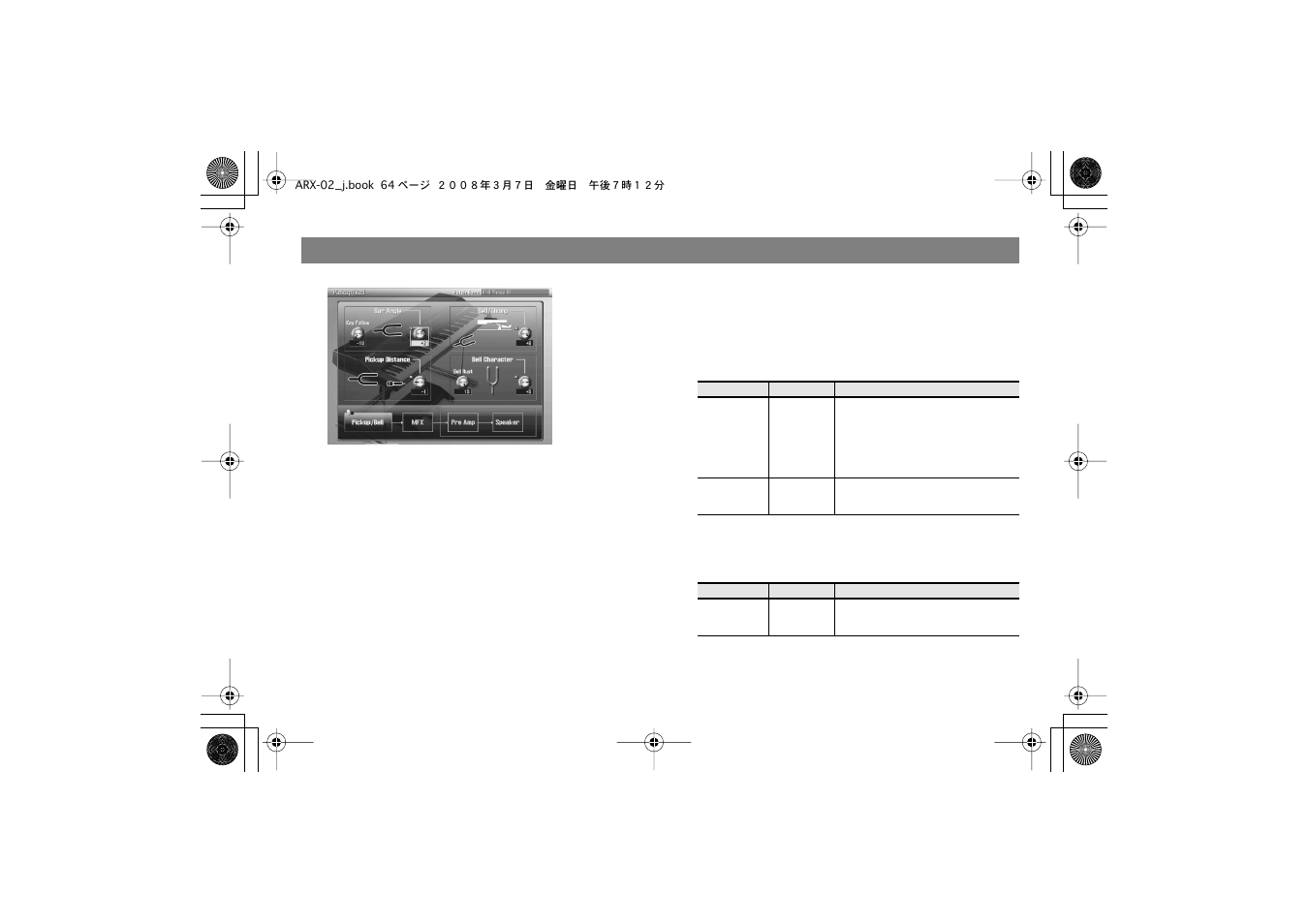 音色を調節する（pickup/bell画面 | Roland fm/am radio User Manual | Page 64 / 84