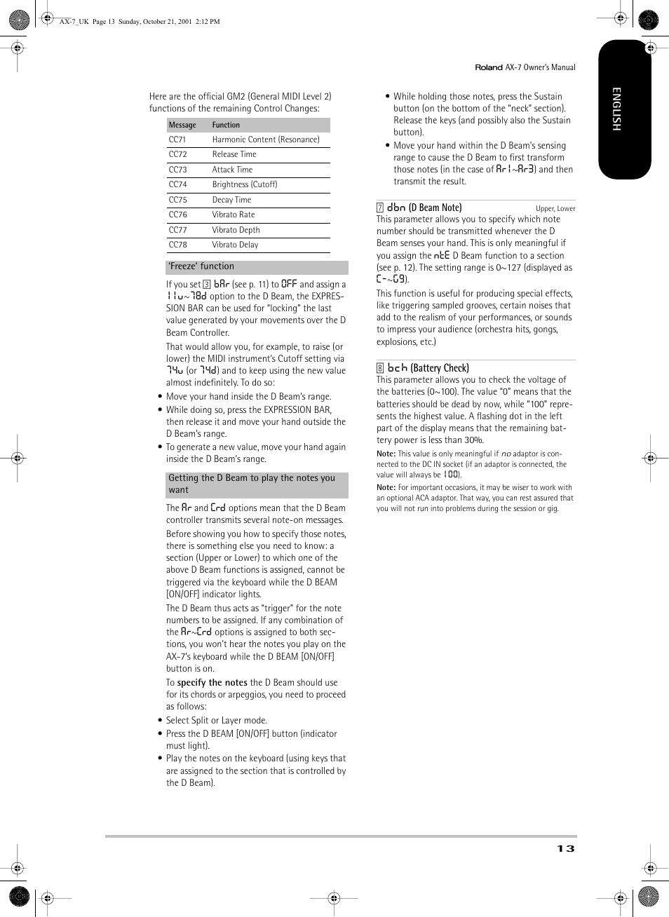 Roland AX-7 User Manual | Page 13 / 18